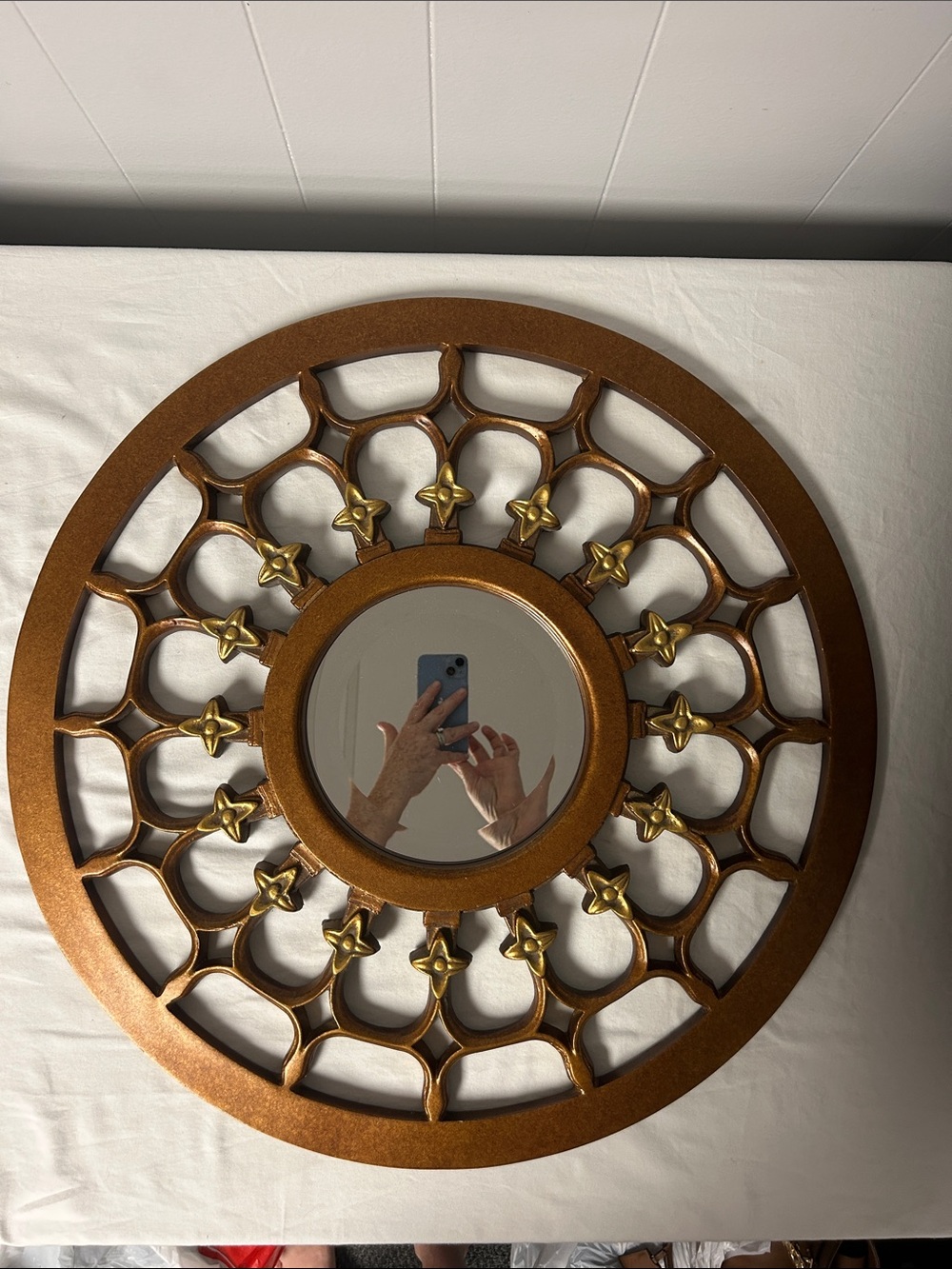 BOMBAY Decorative Round Wall Mirror in Metallic Bronze and Gold